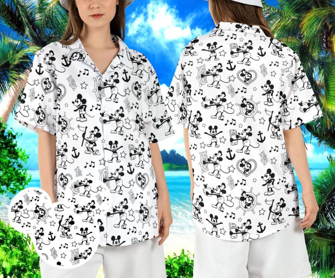 Mickey Steamboat Willie Hawaiian Shirt: Classic Disney Aloha Beach Button Shirt