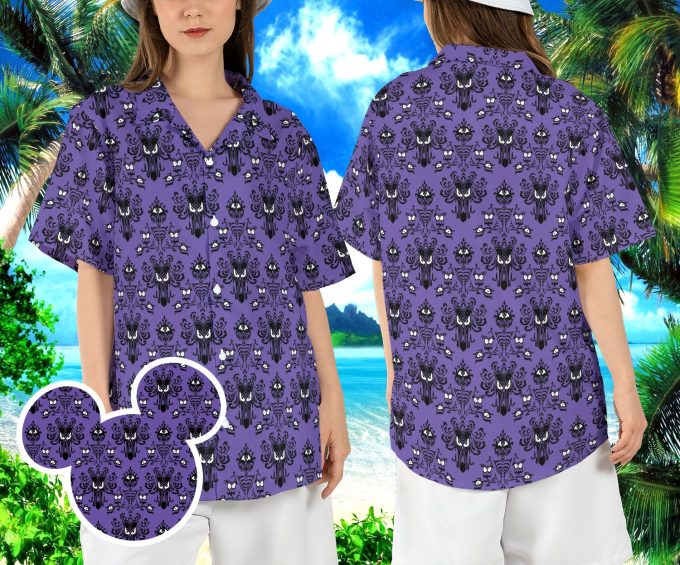 Haunted Mansion Ghosts Hawaiian Shirt, Foolish Mortals Beach Hawaii Shirt, Disneyland Halloween Aloha Shirt, Hitchhiking Ghosts Button Shirt