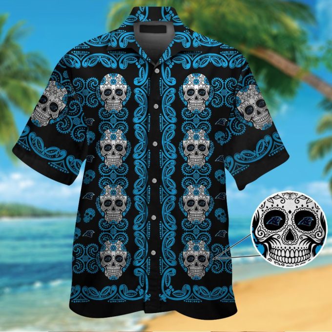 Carolina Panthers Skull Hawaiian Shirt Gift for Men Women #2