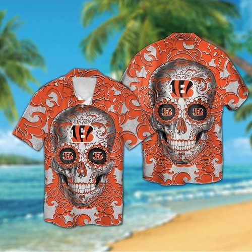 Cincinnati Bengals Sugar Skull Hawaiian Shirt