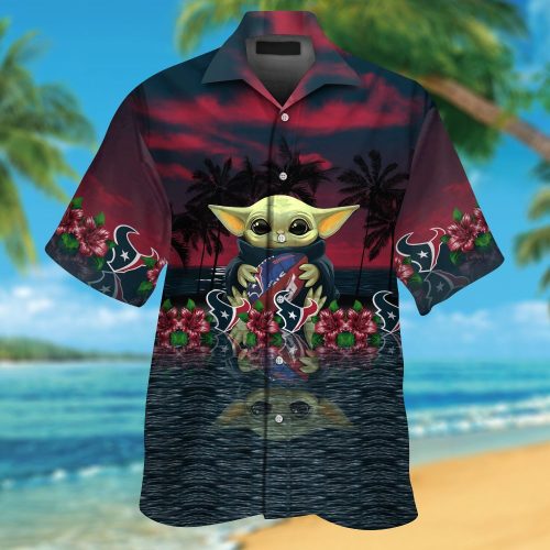 Houston Texans & Baby Yoda Hawaiian Shirt Gift for Men Women #2