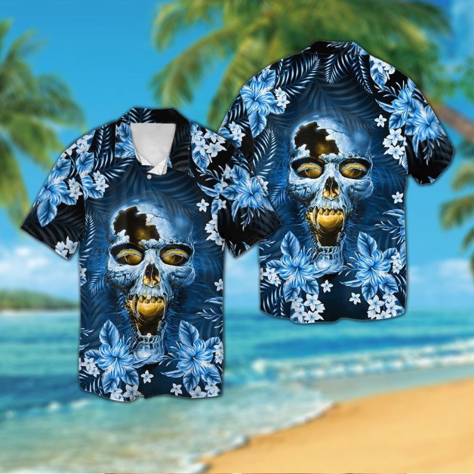 Los Angeles Chargers Skull Hawaiian Shirt Gift for Men Women #2