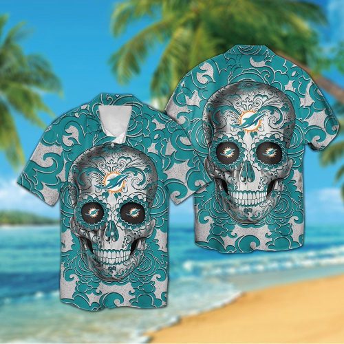 Miami Dolphins Sugar Skull Hawaiian Shirt