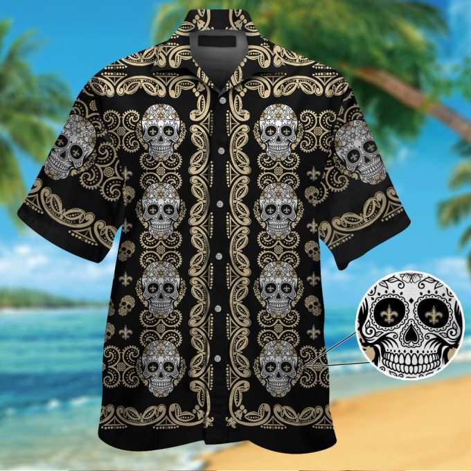 New Orleans Saints Skull Hawaiian Shirt Gift for Men Women #2