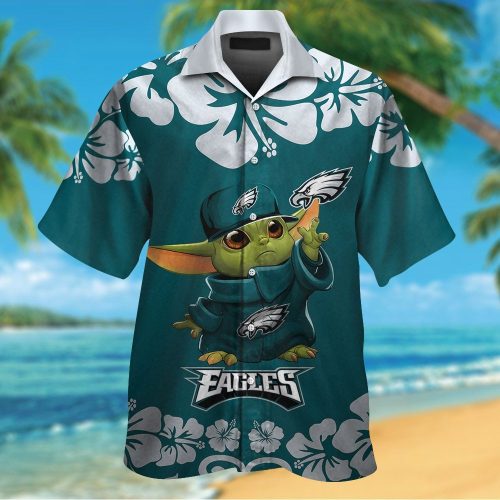 Philadelphia Eagles & Baby Yoda Hawaiian Shirt Gift for Men Women #2
