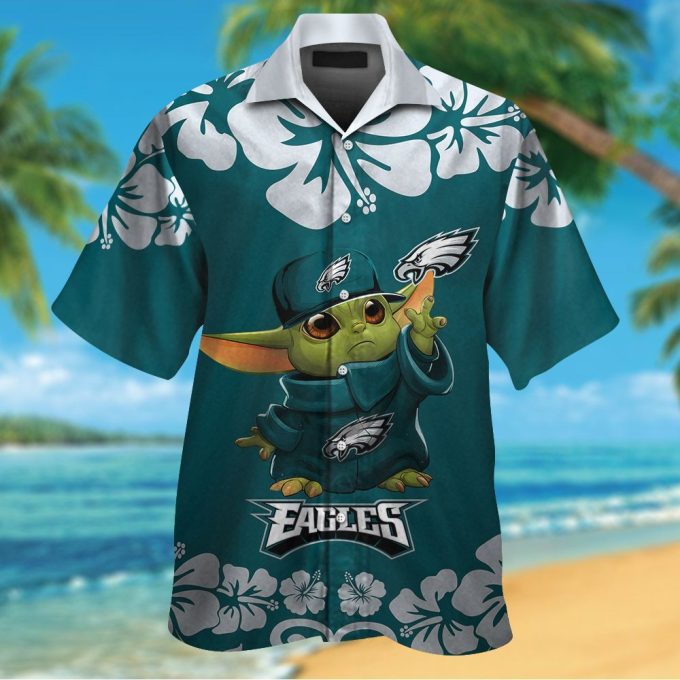 Philadelphia Eagles & Baby Yoda Hawaiian Shirt Gift for Men Women #2