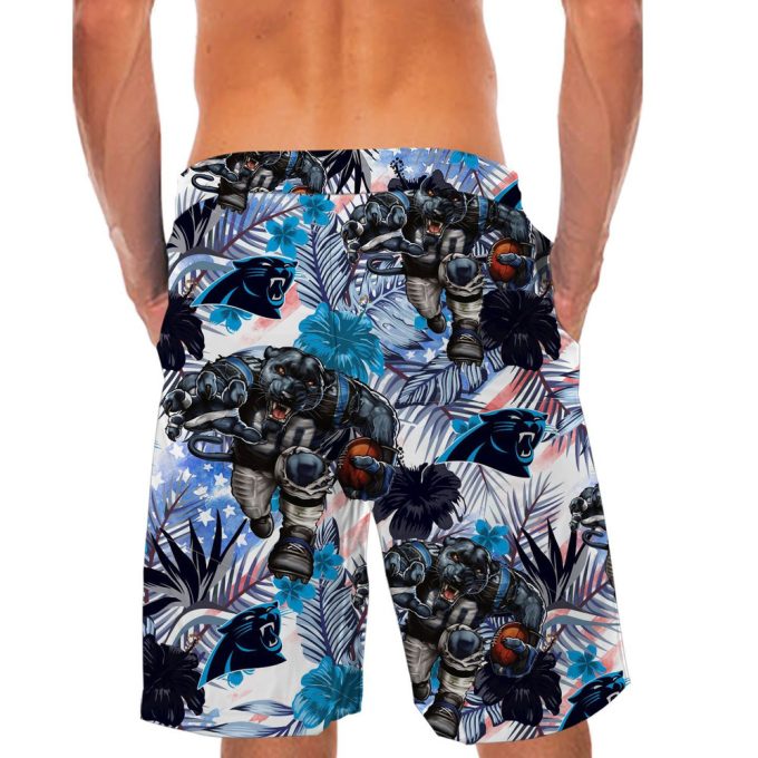 Personalized Carolina Panthers Tropical Floral America Flag Hawaiian Shirt