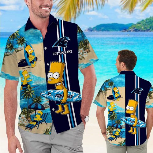 Personalized Carolina Panthers & Simpsons Hawaiian Shirt