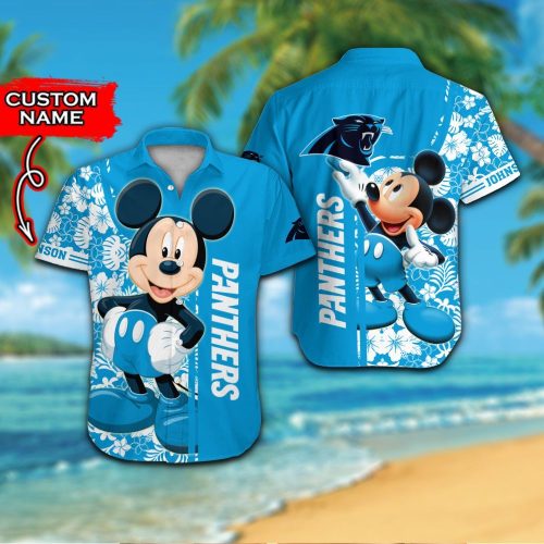 Personalized Carolina Panthers & Mickey Mouse Hawaiian Shirt