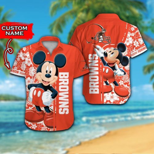 Personalized Cleveland Browns & Mickey Mouse Hawaiian Shirt