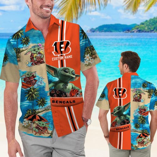 Personalized Cincinnati Bengals & Baby Yoda Hawaiian Shirt