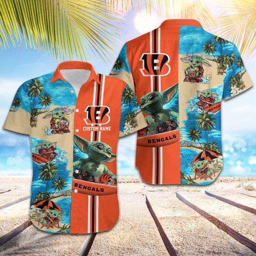 Personalized Cincinnati Bengals & Baby Yoda Hawaiian Shirt