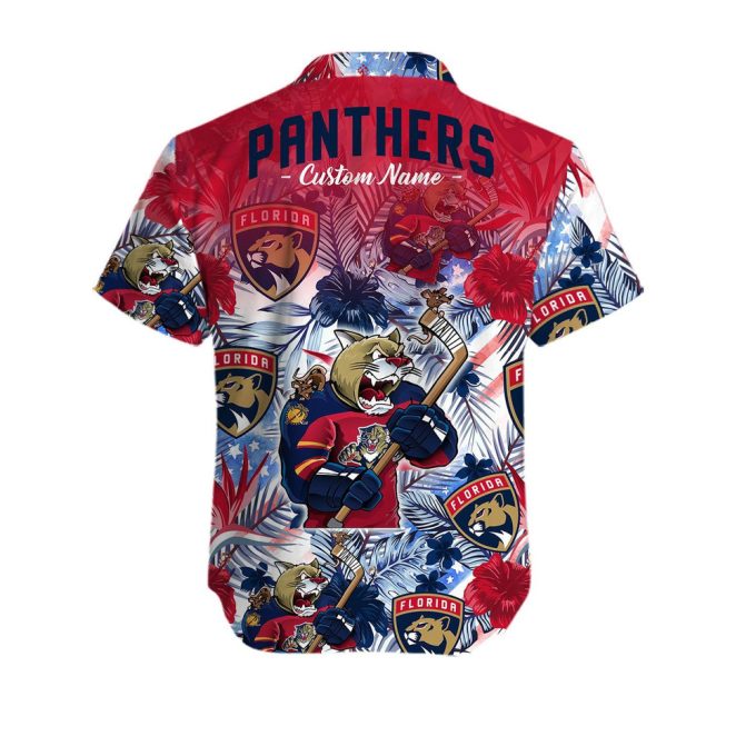 Custom Florida Panthers Hawaiian Shirt – Floral America Flag Design