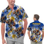 Personalized Los Angeles Rams Tropical Floral America Flag Hawaiian Shirt