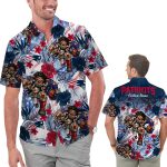 Personalized New England Patriots Tropical Floral America Flag Hawaiian Shirt