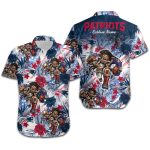 Personalized New England Patriots Tropical Floral America Flag Hawaiian Shirt