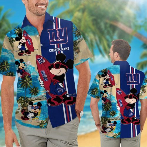Personalized New York Giants & Mickey Mouse Hawaiian Shirt