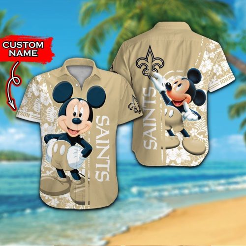 Personalized New Orleans Saints & Mickey Mouse Hawaiian Shirt