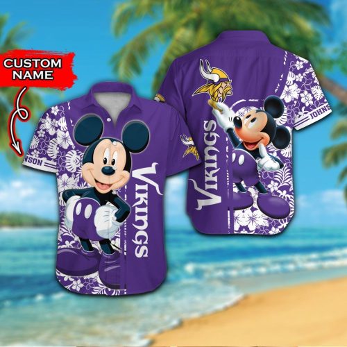 Personalized Minnesota Vikings & Mickey Mouse Hawaiian Shirt Gift for Men Women #2