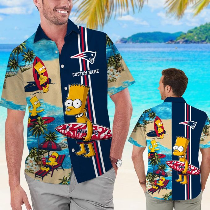 Personalized New England Patriots & Simpsons Hawaiian Shirt