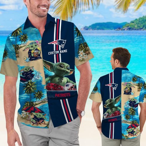 Personalized New England Patriots & Baby Yoda Hawaiian Shirt