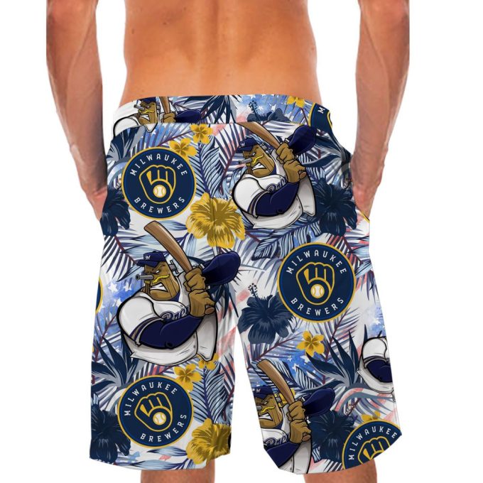 Custom Milwaukee Brewers Tropical Floral American Flag Hawaiian Shirt