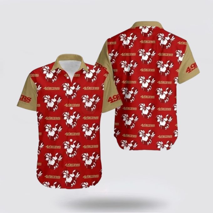 NFL San Francisco 49ers Hawaiian Shirt Mickey Mouse Flower Nfl Aloha shirt