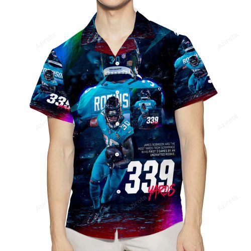 Jacksonville Jaguars James Robinson 30 v3 3D All Over Print Summer Beach Hawaiian Shirt With Pocket