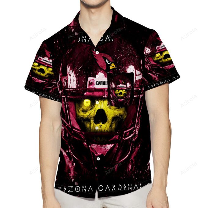 Arizona Cardinals Skull 3D All Over Print Summer Beach Hawaiian Shirt With Pocket