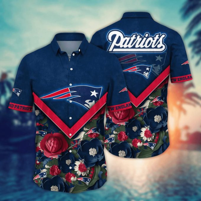 NFL New England Patriots Flower Hawaii Shirt For Fans, Custom Summer Football Shirts Gift