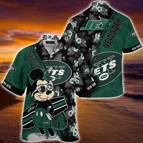 Mickey Mouse Hawaii Shirt New York Jets NFL Floral Pattern For Fans