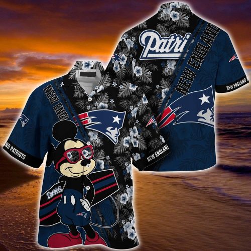 Mickey Mouse Hawaii Shirt New England Patriots NFL Floral Pattern For Fans