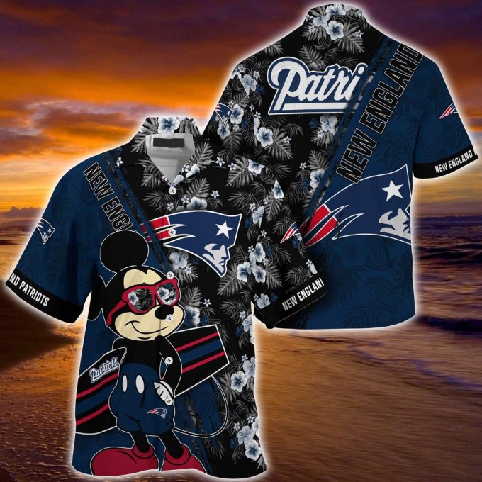 Mickey Mouse Hawaii Shirt New England Patriots NFL Floral Pattern For Fans