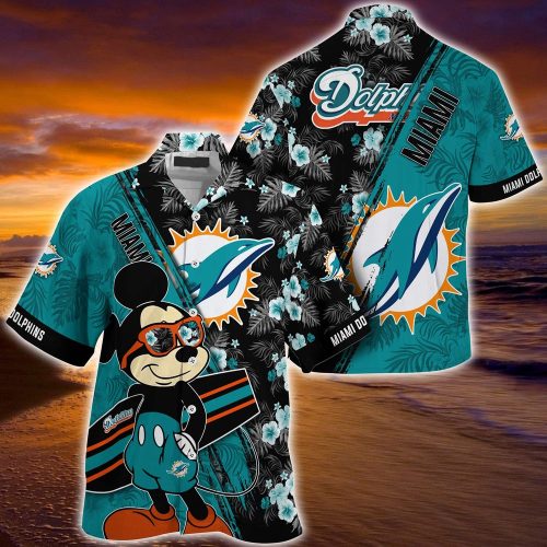 Mickey Mouse Hawaii Shirt Miami Dolphins NFL Floral Pattern For Fans