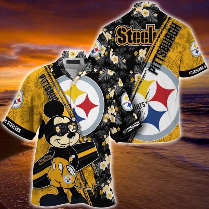 Mickey Mouse Hawaii Shirt Pittsburgh Steelers NFL Floral Pattern For Fans