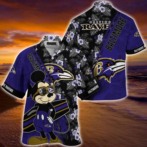Mickey Mouse Hawaii Shirt Baltimore Ravens NFL Floral Pattern For Fans