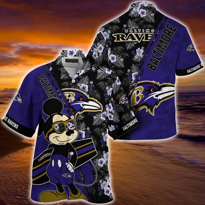Mickey Mouse Hawaii Shirt Baltimore Ravens NFL Floral Pattern For Fans