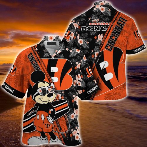 Mickey Mouse Hawaii Shirt Cincinnati Bengals NFL Floral Pattern For Fans