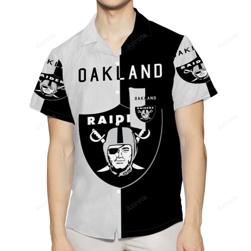 Las Vegas Raiders Logo Black And White 3D All Over Print Summer Beach Hawaiian Shirt With Pocket