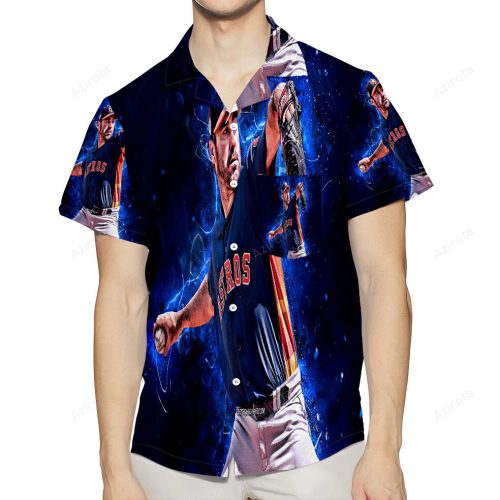 Official Houston Astros Justin Verlander 3D All Over Print Summer Beach Hawaiian Shirt with Pocket