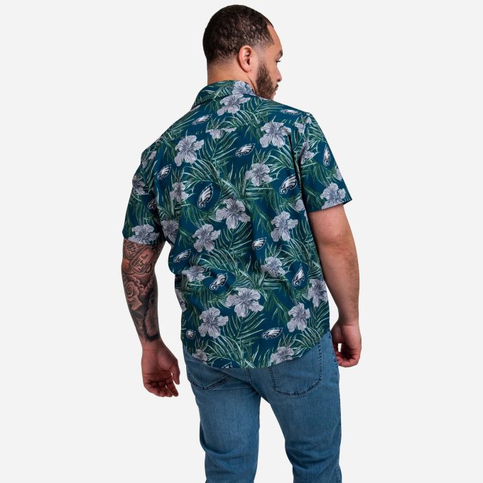 Philadelphia Eagles Hibiscus Button Up Shirt