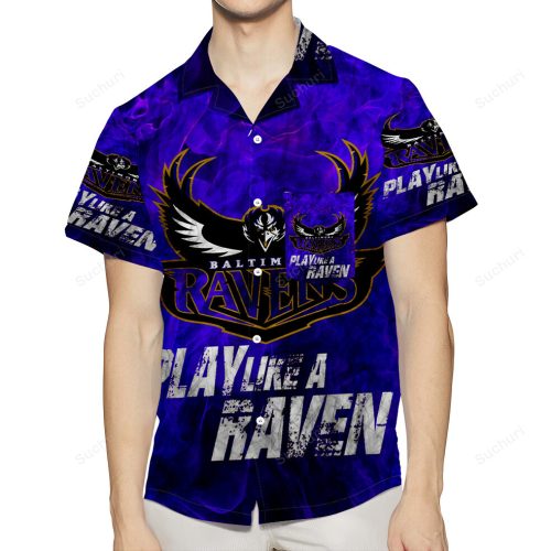 Baltimore Ravens Play Like A Raven 3D All Over Print Summer Beach Hawaiian Shirt With Pocket