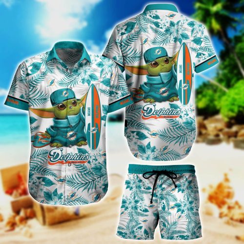 Miami Dolphins Summer Yoda Surfboard Hawaiian Shirt