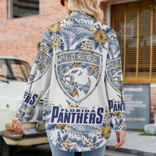 Florida Panthers NHL Hawaiian Design Women s Casual Shirt – Officially Licensed NHL Merchandise