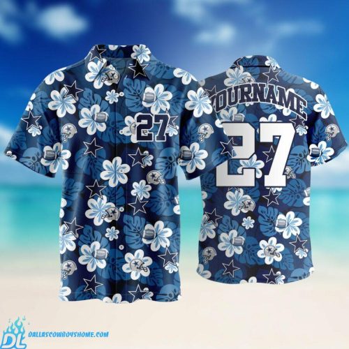 NFL Dallas Cowboys Logo and Flower Hawaiian Shirt