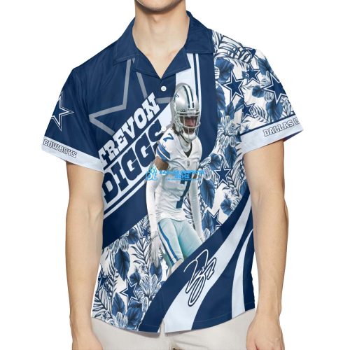 Men’s Custom Trevon Diggs Blue Dallas Cowboys Team Game Hawaiian Shirt