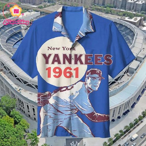 Vintage 1961 New York Yankees Hawaiian Shirt - Retro MLB Baseball Apparel