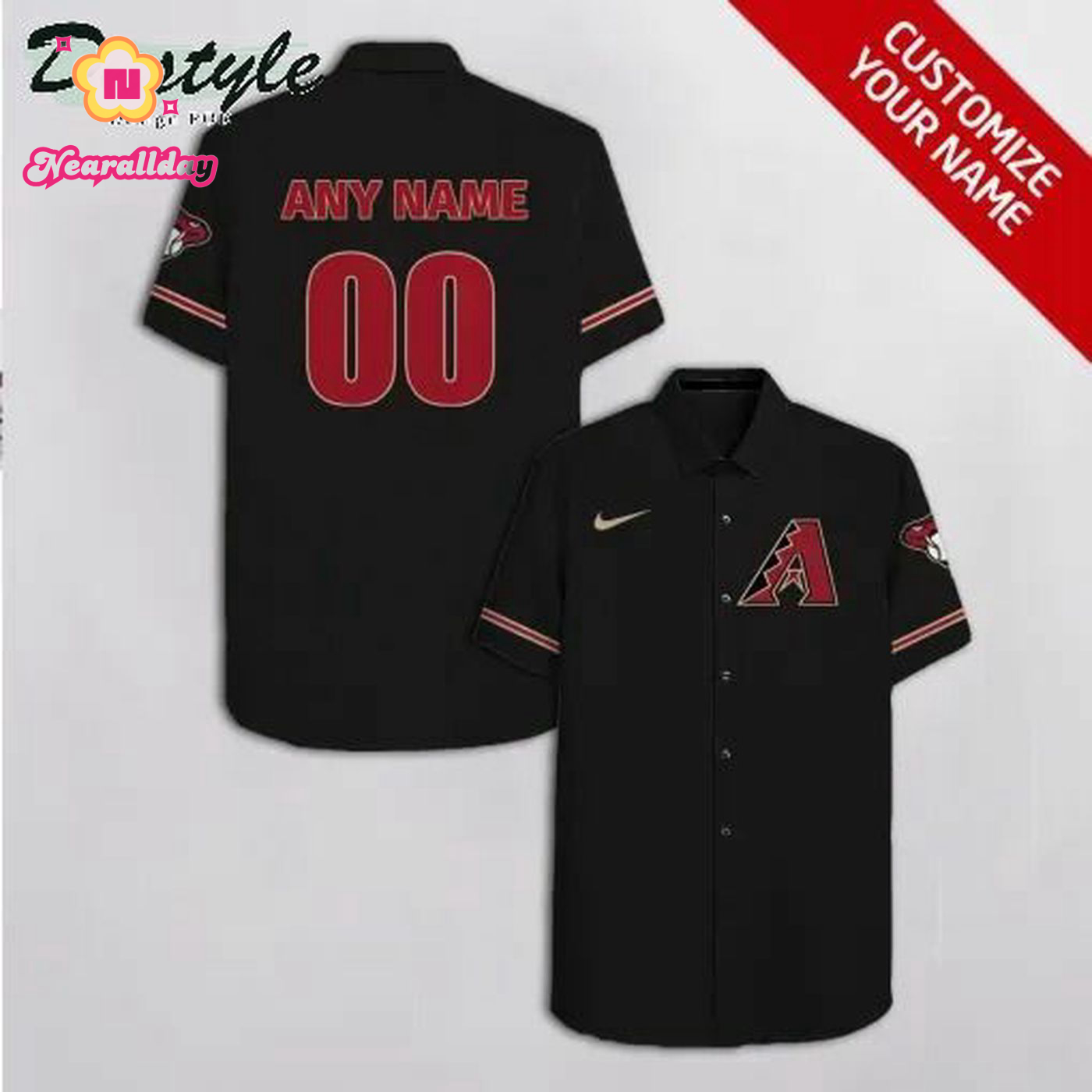Custom Arizona Diamondbacks Black Hawaiian Shirt with Name & Number Custom Arizona Diamondbacks Black Hawaiian Shirt with Name & Number