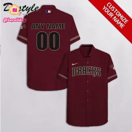 Custom Arizona Diamondbacks Brown Hawaiian Shirt with Personalized Name and Number