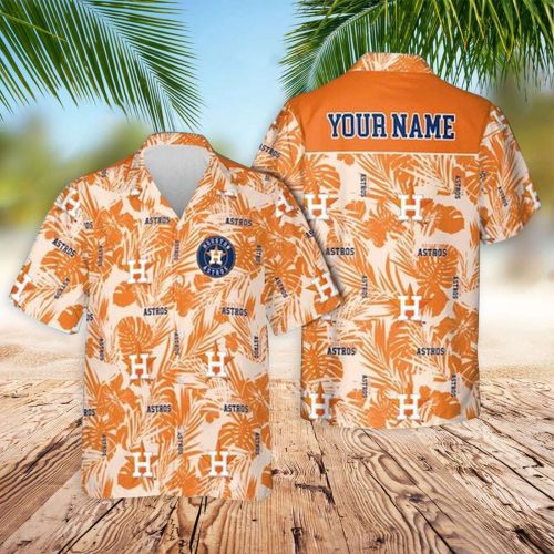 Houston Astros Custom Hawaiian Shirt with Leaves Design – Official Astros Merchandise